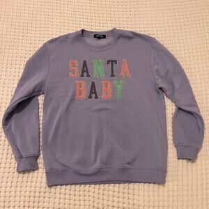 Vinly Icons Women's Santa Baby Crew Neck Sweatshirt Purple Size M Holiday